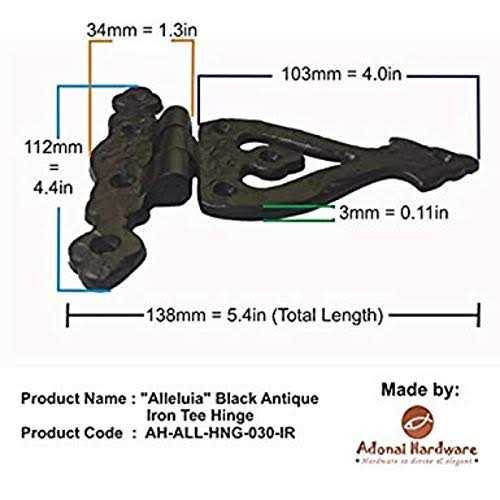 Door Adonai Hardware Adonijah Black Antique Cast Iron T-Hinge, For...