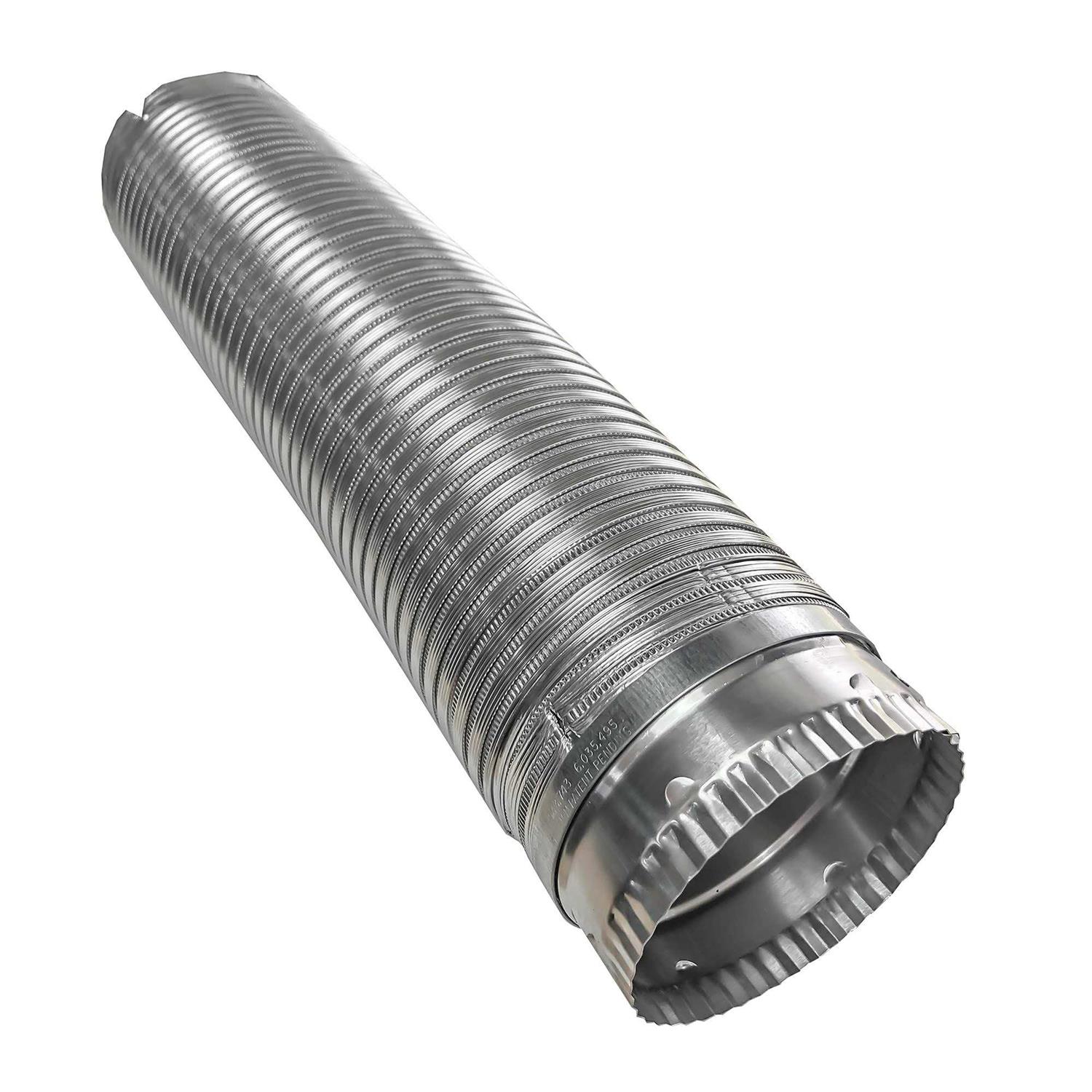 Deflecto Supurr-Flex Conducto De Ventilación De Aluminio Para Secadora, Flexible, Resistente Al Fuego, 4 Pulgadas De Diámetro X 8 Pies, Plateado (F0408B/4