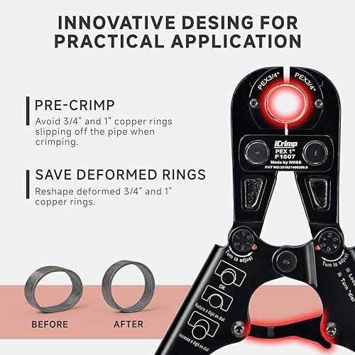 thumbnail image 2 of ICrimp Pex Pipe Crimping Tool Kit - 3/8 To 1-Inch Copper Ring Crimper With Cutter 2 of 6