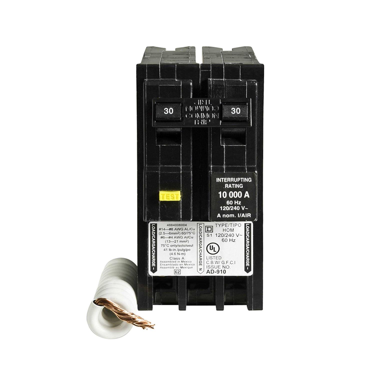 Square D Homeline 30 Amp 2-Pole GFCI Circuit Breaker HOM230GFIC