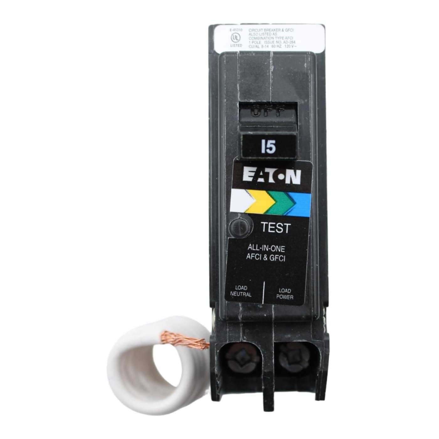 Eaton Type BR 15-Amp 1-Pole Dual Function AFCI/GFCI Circuit Breaker BRN115A1CS