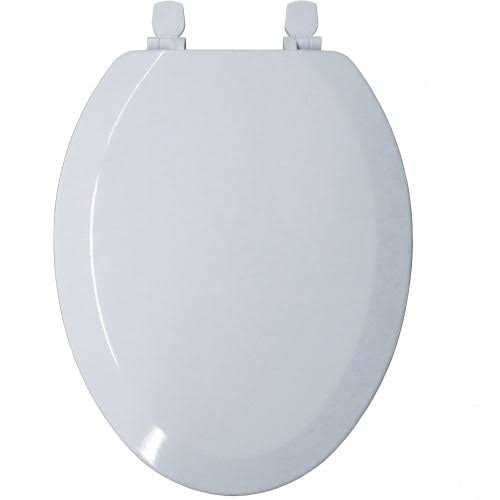 Mainstays Easy Clean White Elongated Wood Toilet Seat