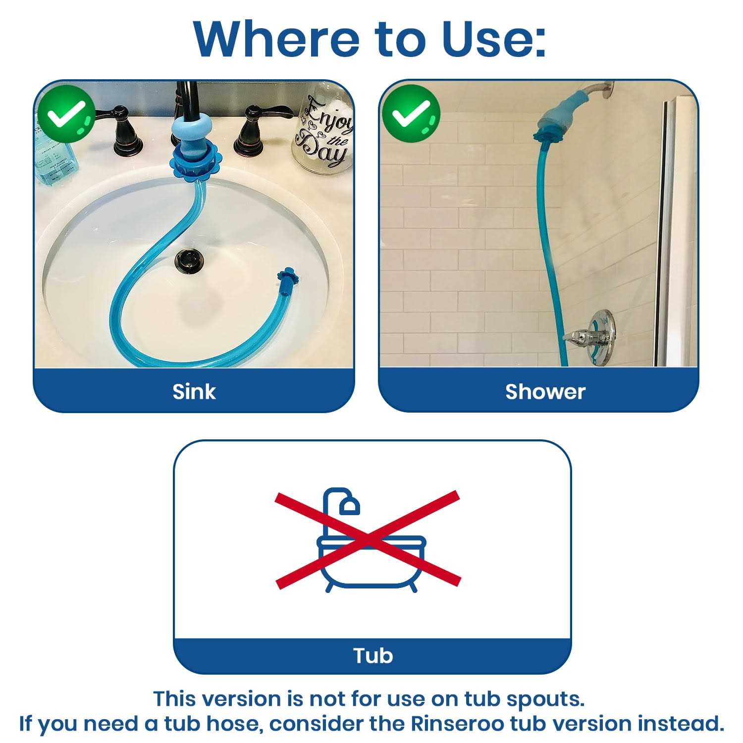 Alternative view of Rinseroo XL 6 Foot Slip-on Handheld Showerhead Attachment Hose for Sink/Shower. No Install