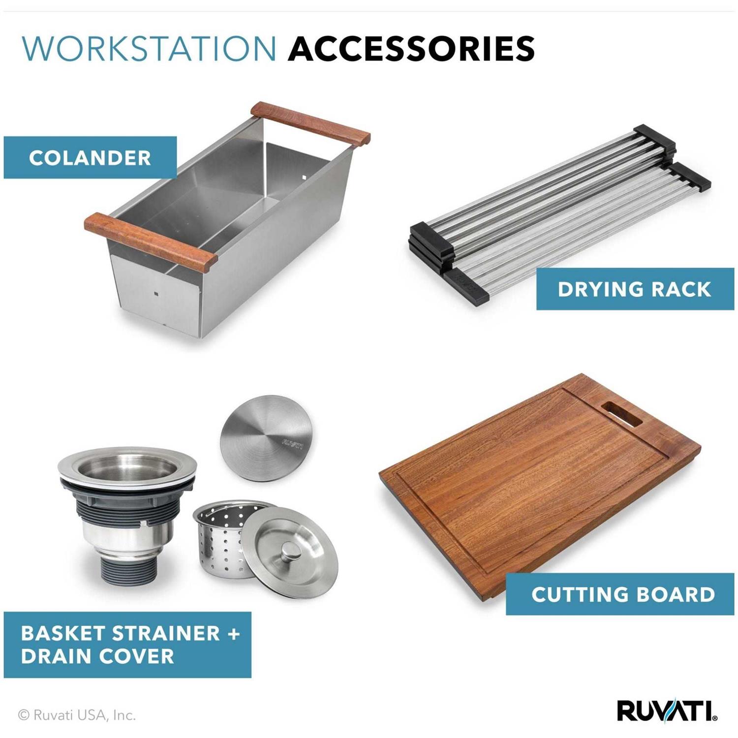 Alternative view of Ruvati 30-inch Workstation Ledge Undermount 16 Gauge Stainless Steel Kitchen Sink Single Bowl RVH8310