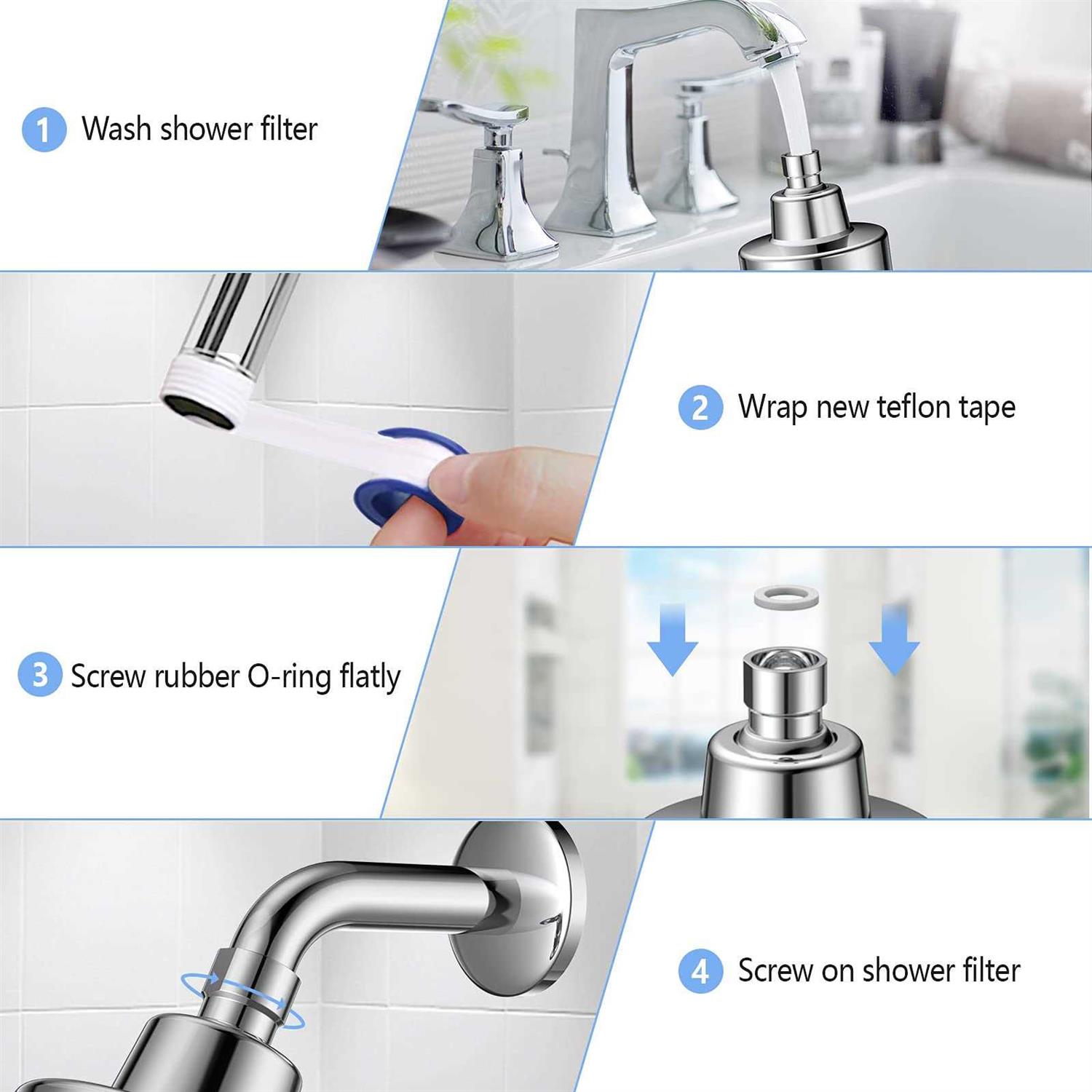 Alternative view of MXBOLD Filtered Shower Head, 3 Modes High Pressure Shower Head with 15 Stage Hard Water Shower Filter Cartridge for Remove Chlorine and Harmful