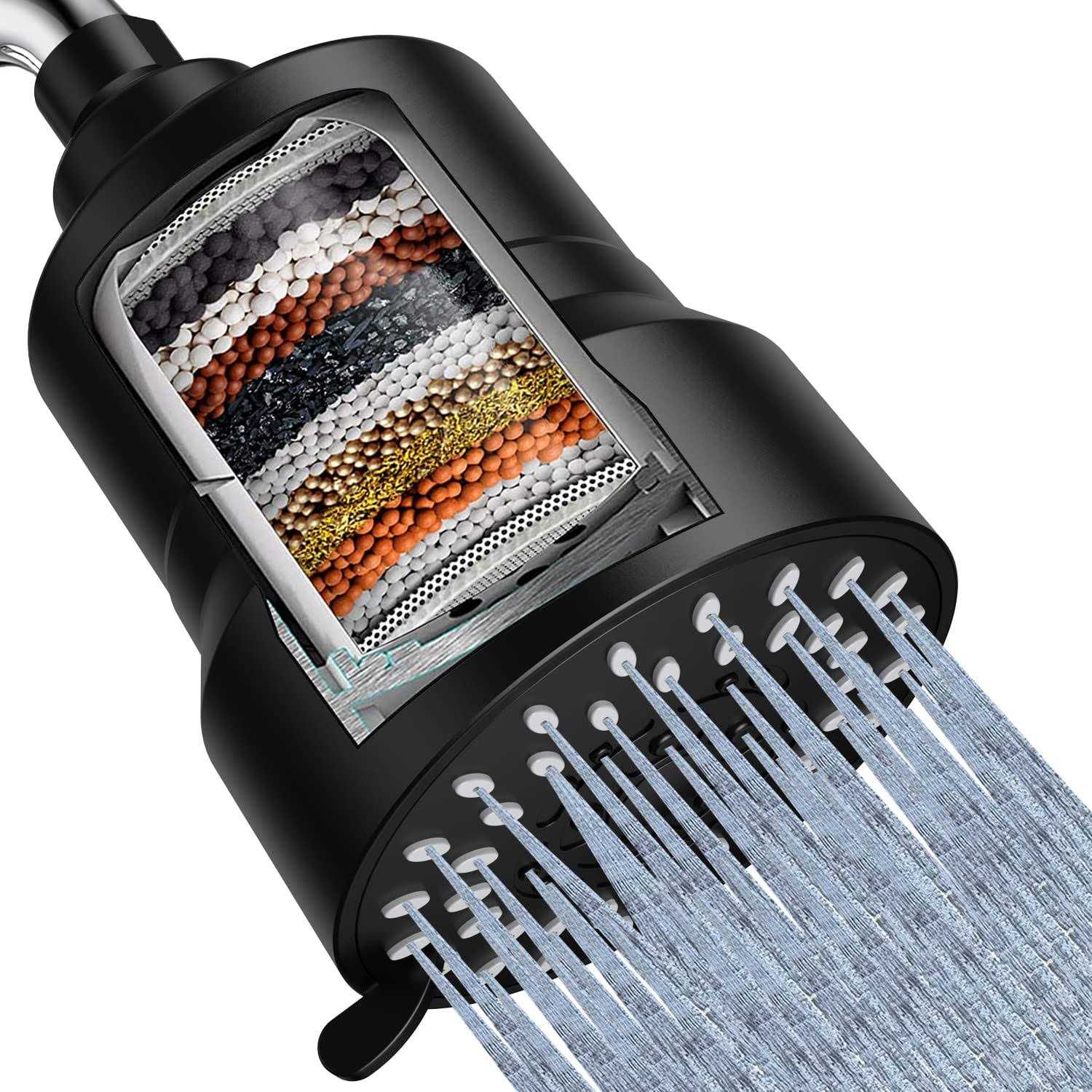 MXBOLD Filtered Shower Head, 3 Modes High Pressure Shower Head with 15 Stage Hard Water Shower Filter Cartridge for Remove Chlorine and Harmful