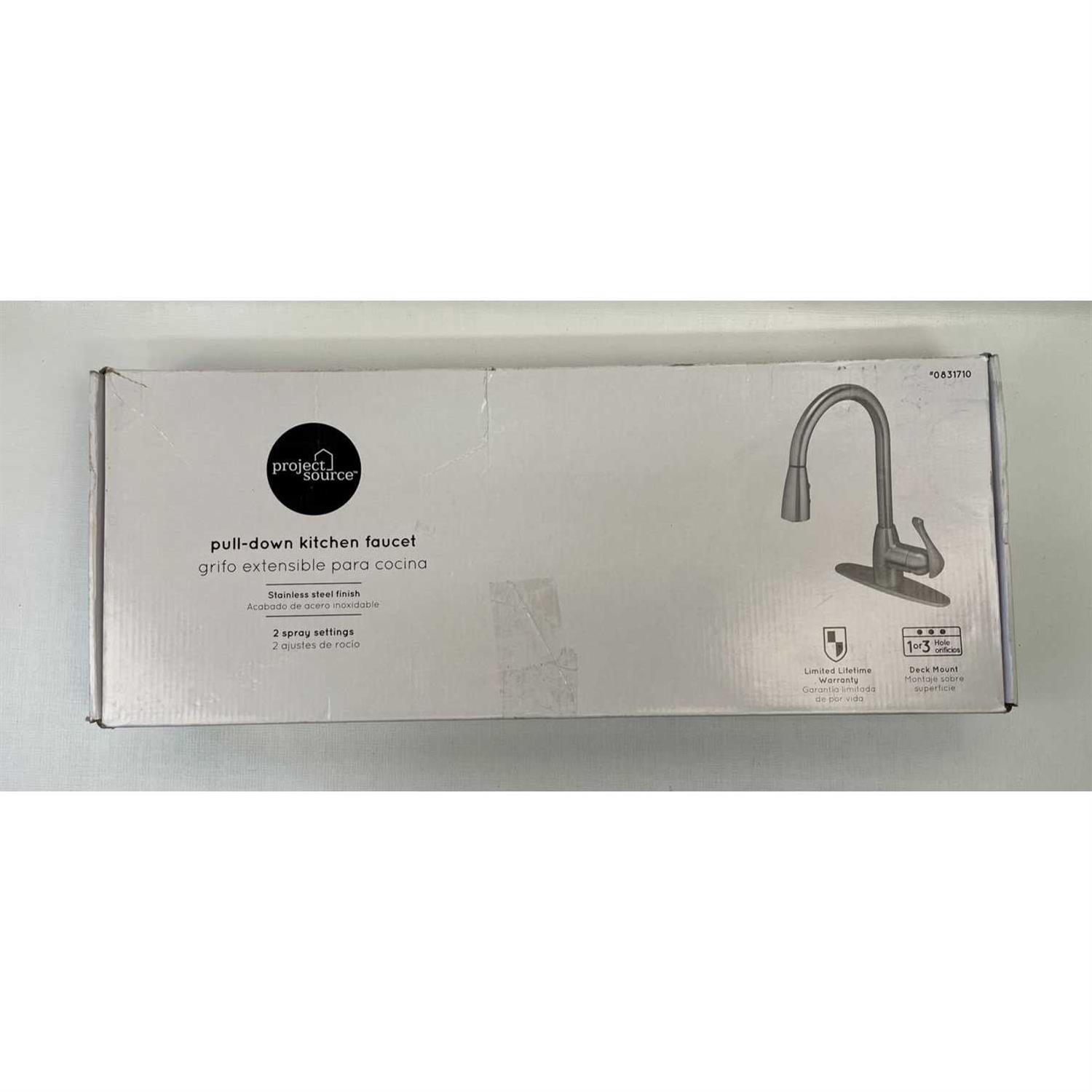 Project Source Stainless Steel 1-Handle Deck-Mount Pull-down Handle Kitchen Faucet