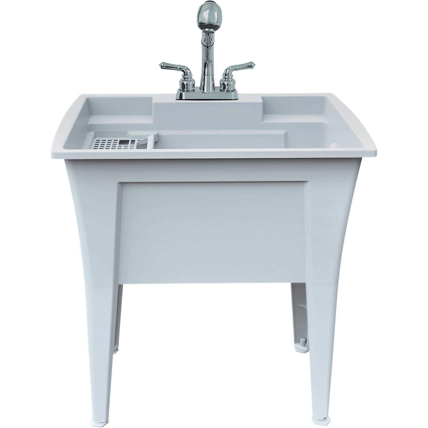 Rugged Tub 32 in. x 22 in. Polypropylene Granite Laundry Sink with 2 Hdl Non Metallic Pullout Faucet and Installation Kit G32GK1