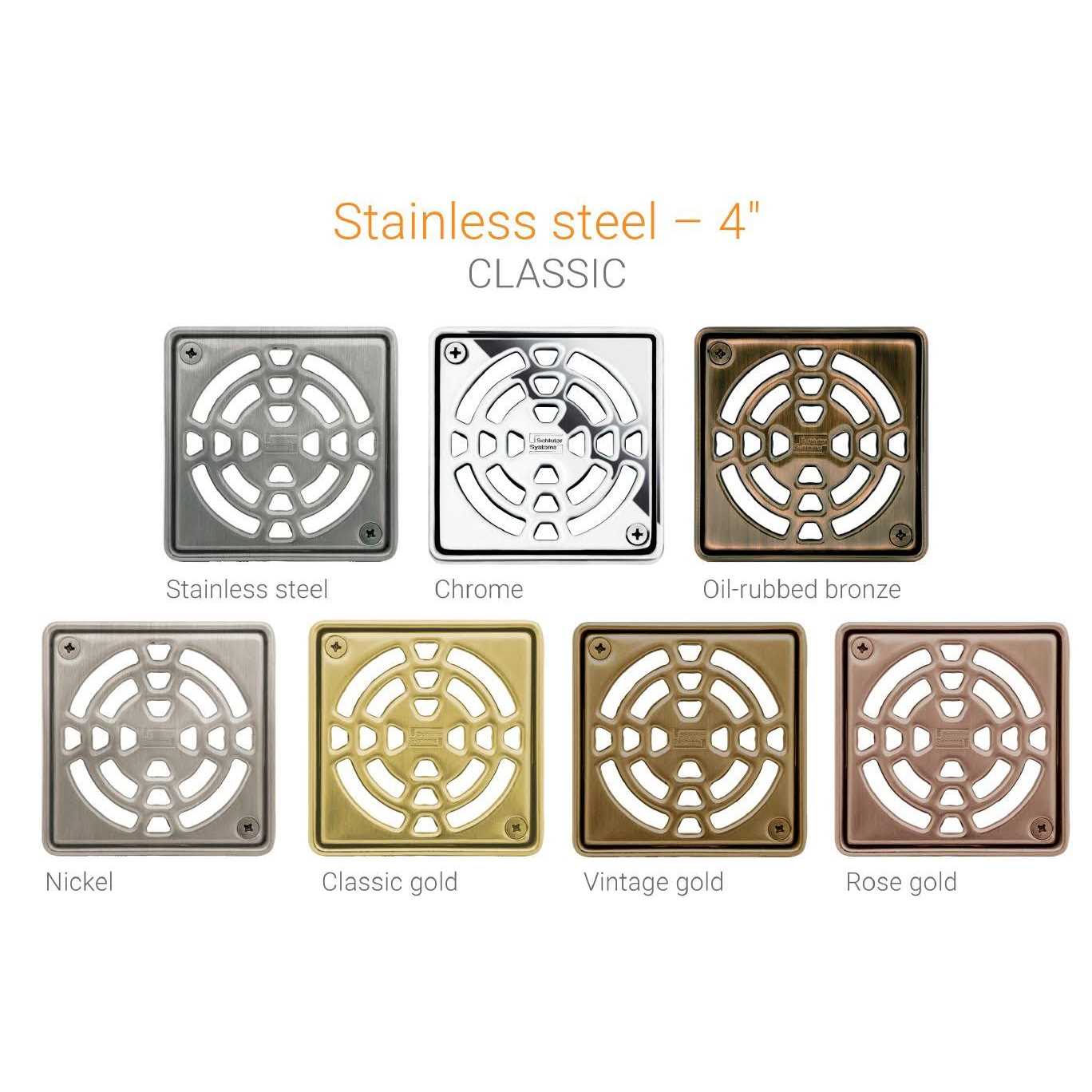 Alternative view of Schluter Systems Schluter Kerdi 4 Inch Square Stainless Steel Grate