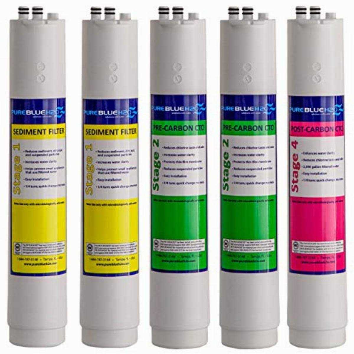 pure blue h2o 5 pack annual replacement filters for four stage reverse osmosis water filtration system