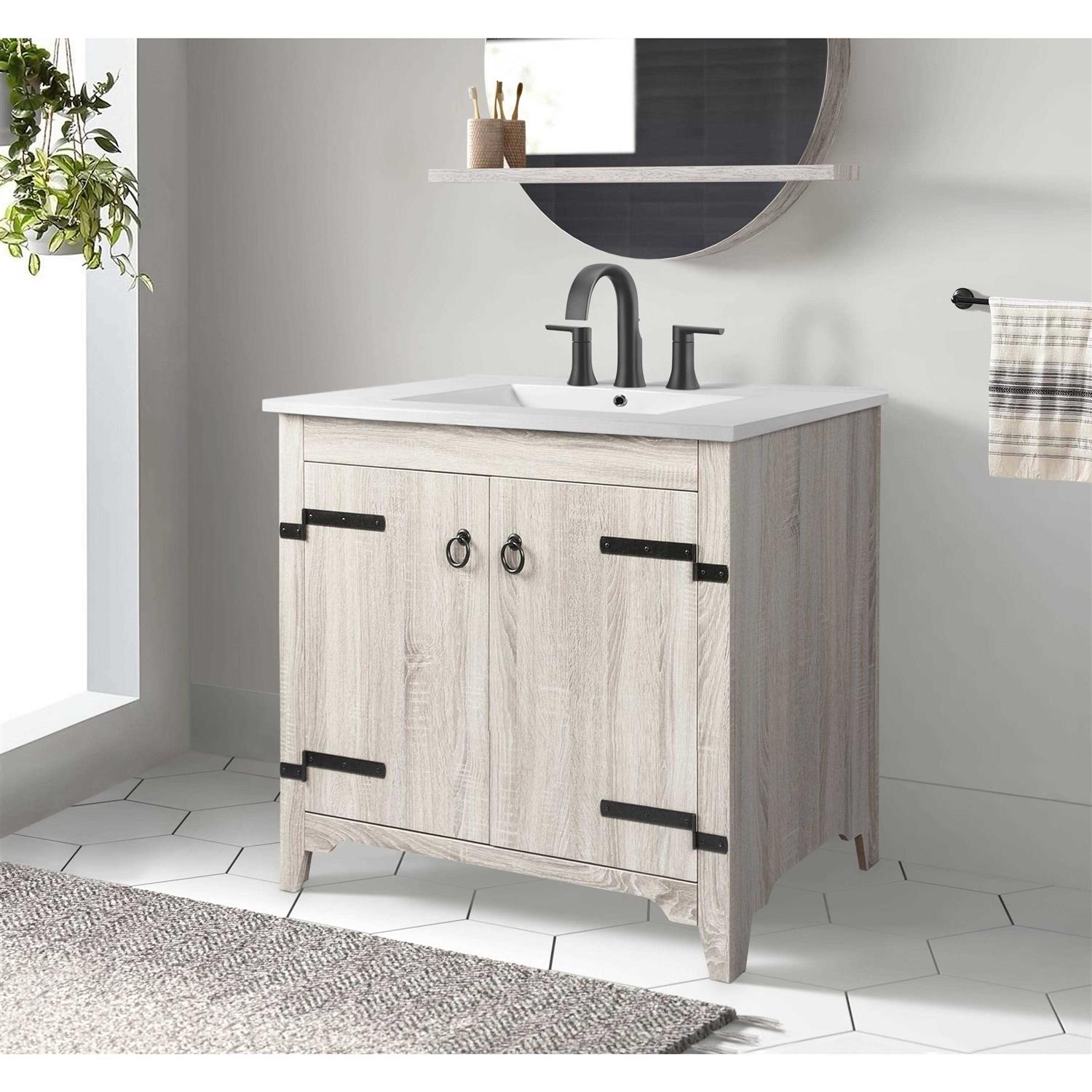 Saint Birch 36 White Ceramic Single Bathroom Vanity Top with Sink