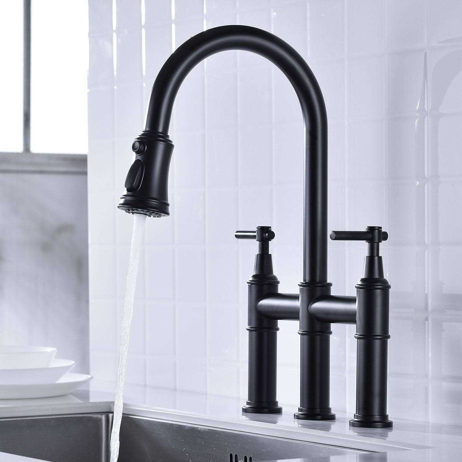 Pfister Hanover 2-Handle Pull-Down Kitchen Faucet with Soap Dispenser F ...