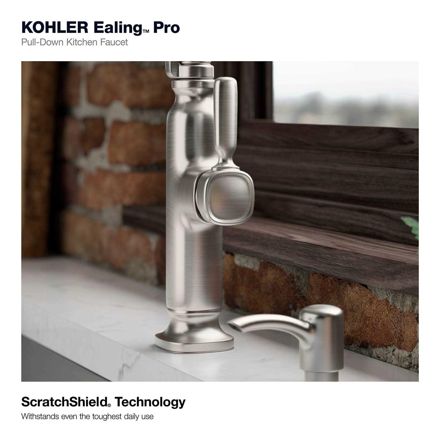 KOHLER Ealing PreRinse Spring Vibrant Stainless Single Handle Pull