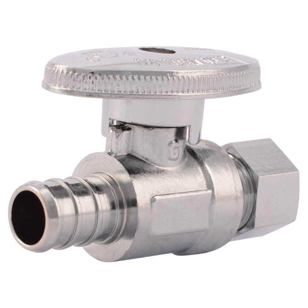 SharkBite 1/2-in Pex Barb x 3/8-in Od Compression Brass Quarter Turn Stop Straight Valve