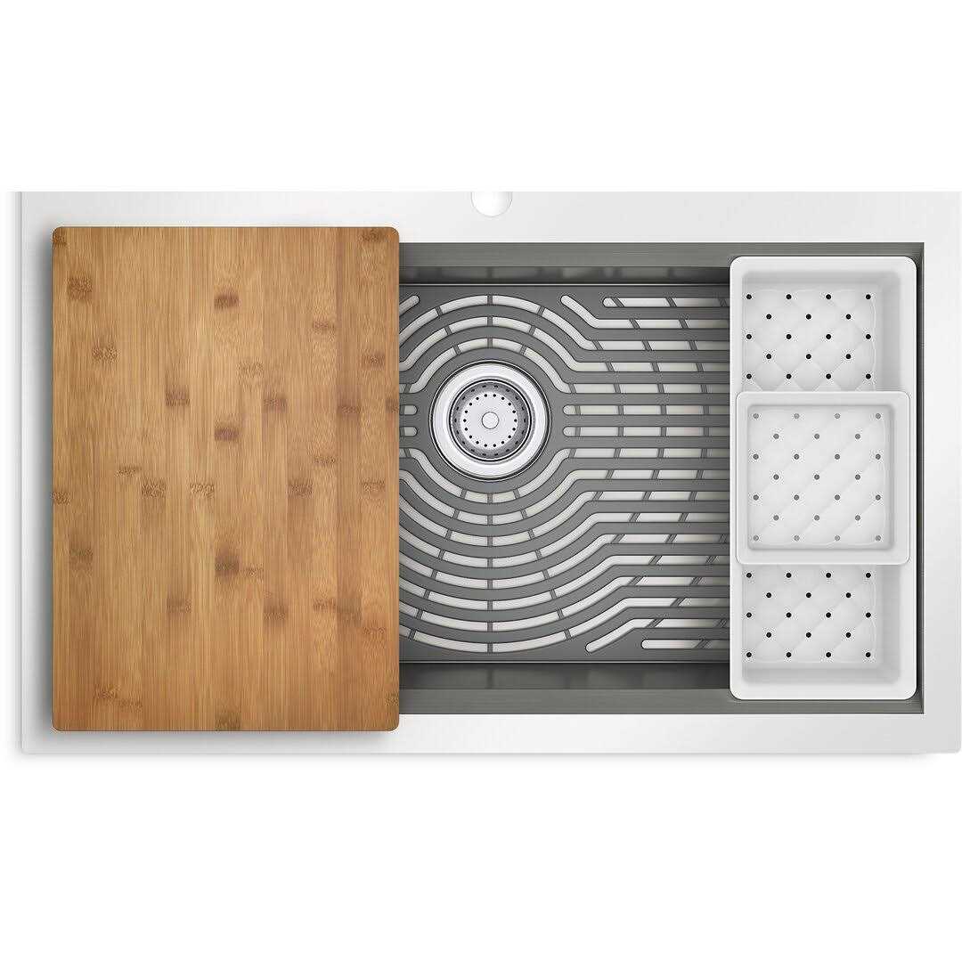 KOHLER K-80084-1PC Task 33 top-/undermount single-bowl workstation kitchen sink