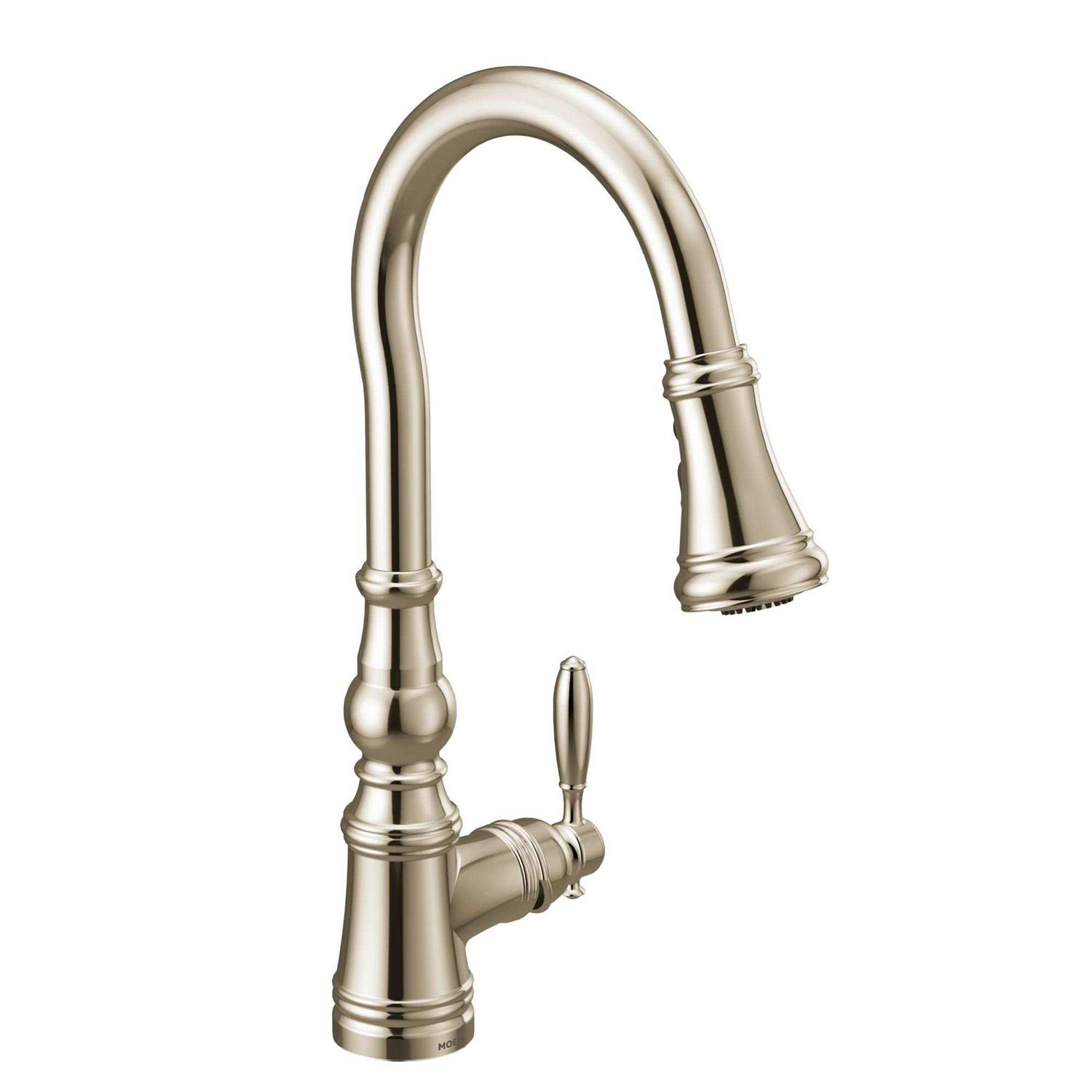 Moen S73004NL Weymouth Polished Nickel One-Handle Pulldown Kitchen Faucet