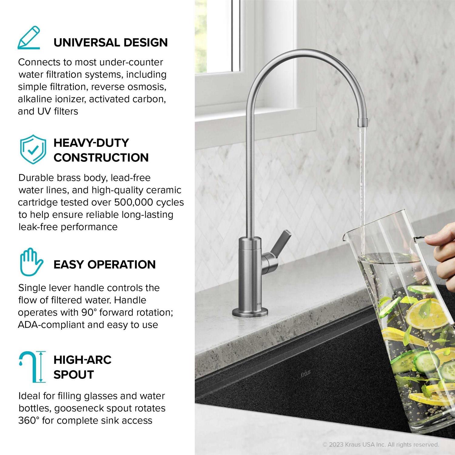Alternative view of Kraus Oletto Single Handle Drinking Water Filter Faucet for Reverse Osmosis or Water Filtration System FF-103BB