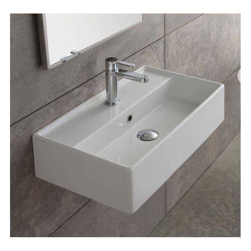 Scarabeo 5001-One Hole Teorema Rectangular Ceramic Wall Mounted/Vessel Sink