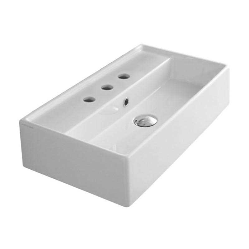 Alternative view of Scarabeo 5001-One Hole Teorema Rectangular Ceramic Wall Mounted/Vessel Sink