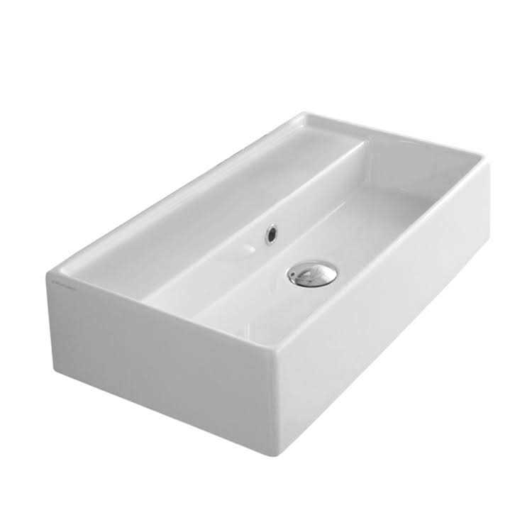 Scarabeo 5001-One Hole Teorema Rectangular Ceramic Wall Mounted/Vessel Sink
