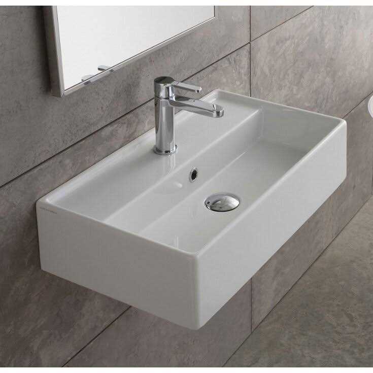 Alternative view of Scarabeo 5001-One Hole Teorema Rectangular Ceramic Wall Mounted/Vessel Sink