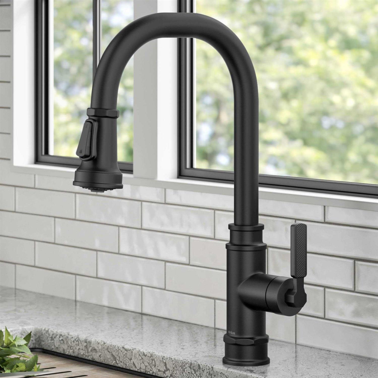 Kraus Allyn Transitional Industrial Pull-Down Single Handle Kitchen Faucet KPF-4101