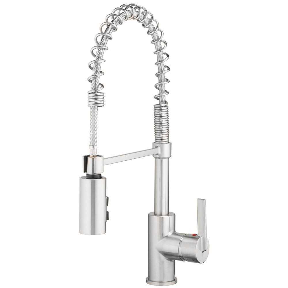 Project Source Flynt 1-Handle Deck-Mount Pull-down Handle Kitchen Faucet with Deck Plate H90K-51D-PS-BN