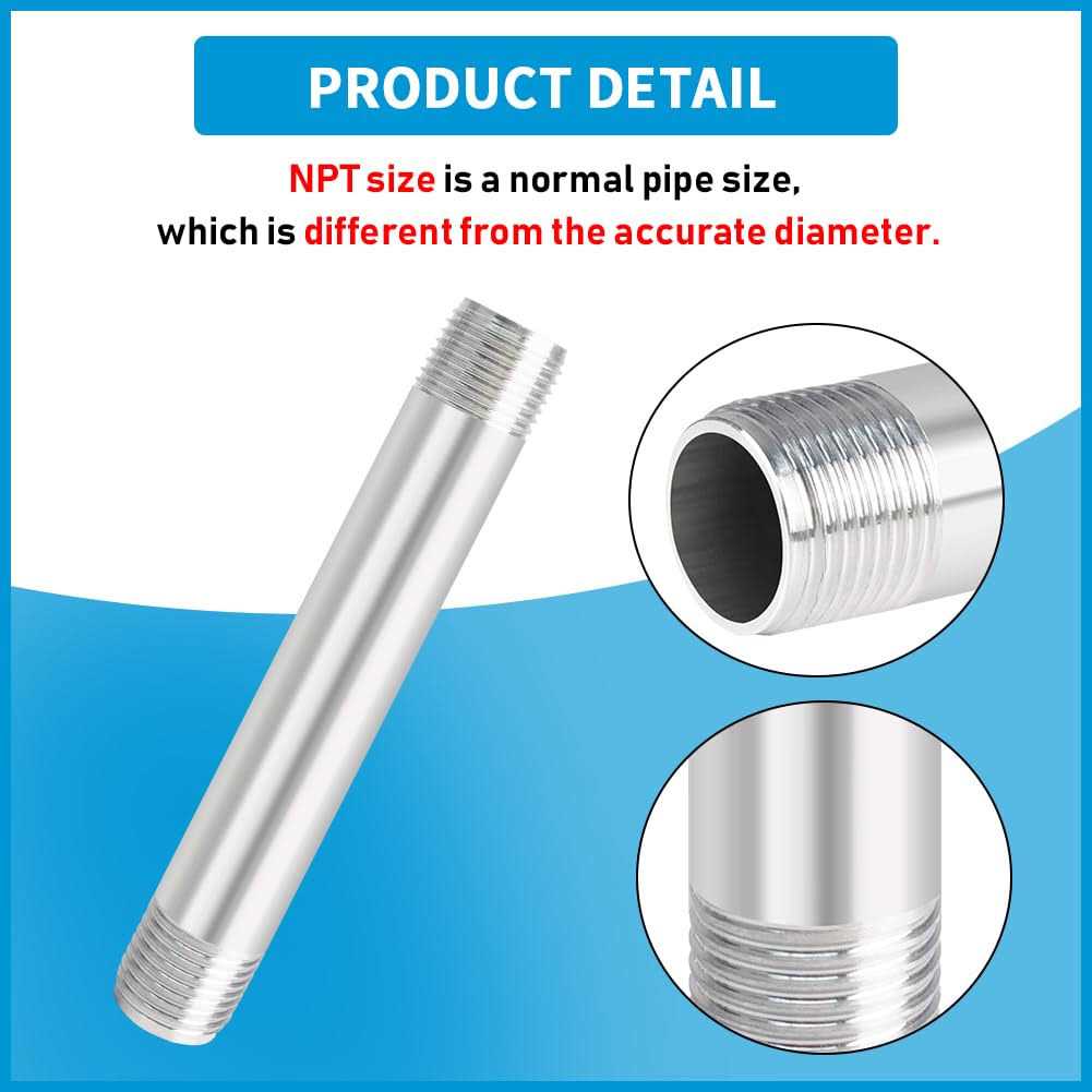 Alternative view of Quickun 304 Stainless Steel Nipple Pipe Fitting NPT x
