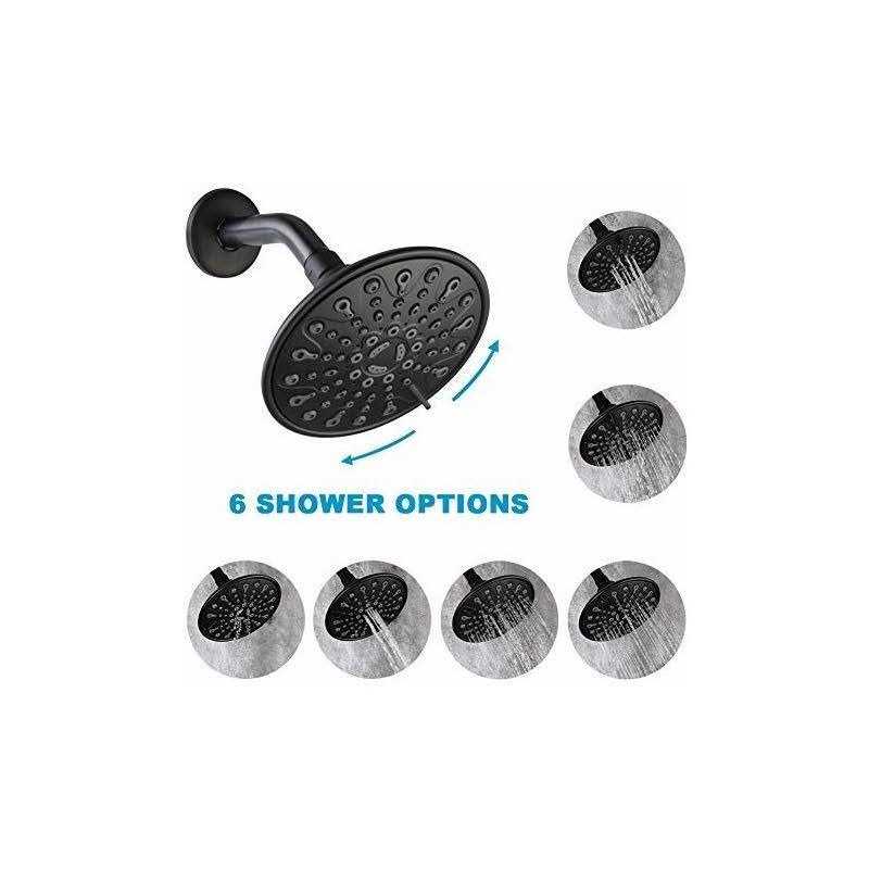 Alternative view of POP Sanitaryware Matte Black Shower Faucet Set Bathroom Rain Mixer Shower System With 6-Spray Shower Head Set Wall Mounted Shower Fixtures Single Func