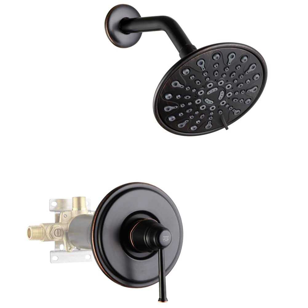 POP Sanitaryware Matte Black Shower Faucet Set Bathroom Rain Mixer Shower System With 6-Spray Shower Head Set Wall Mounted Shower Fixtures Single Func