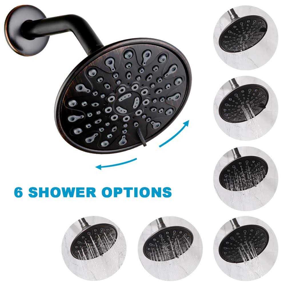 Alternative view of POP Sanitaryware Matte Black Shower Faucet Set Bathroom Rain Mixer Shower System With 6-Spray Shower Head Set Wall Mounted Shower Fixtures Single Func