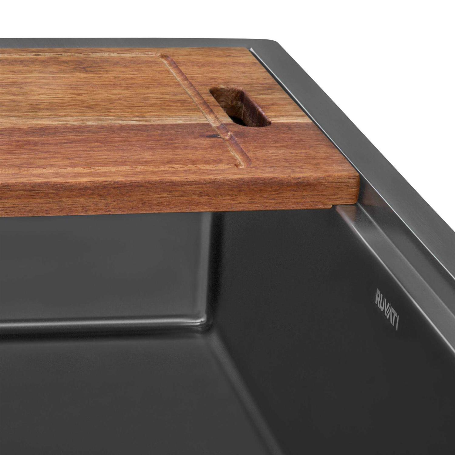 Alternative view of Ruvati 33 inch Workstation Drop-in Topmount Kitchen Sink Single Bowl RVH5003