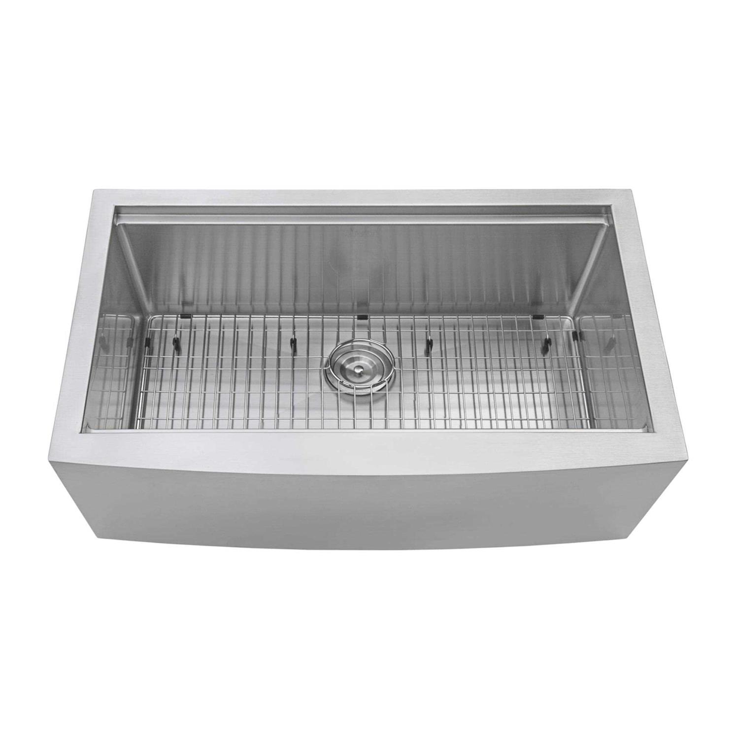 Ruvati Verona 33 Apron Front Workstation Farmhouse Kitchen Sink 16 Gauge Stainless Steel Single Bowl RVH9200