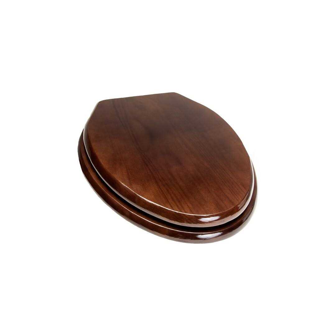 Alternative view of Plumbing Technologies Designer Solid Elongated Oak Wood Toilet Seat Hinges 5F1E2