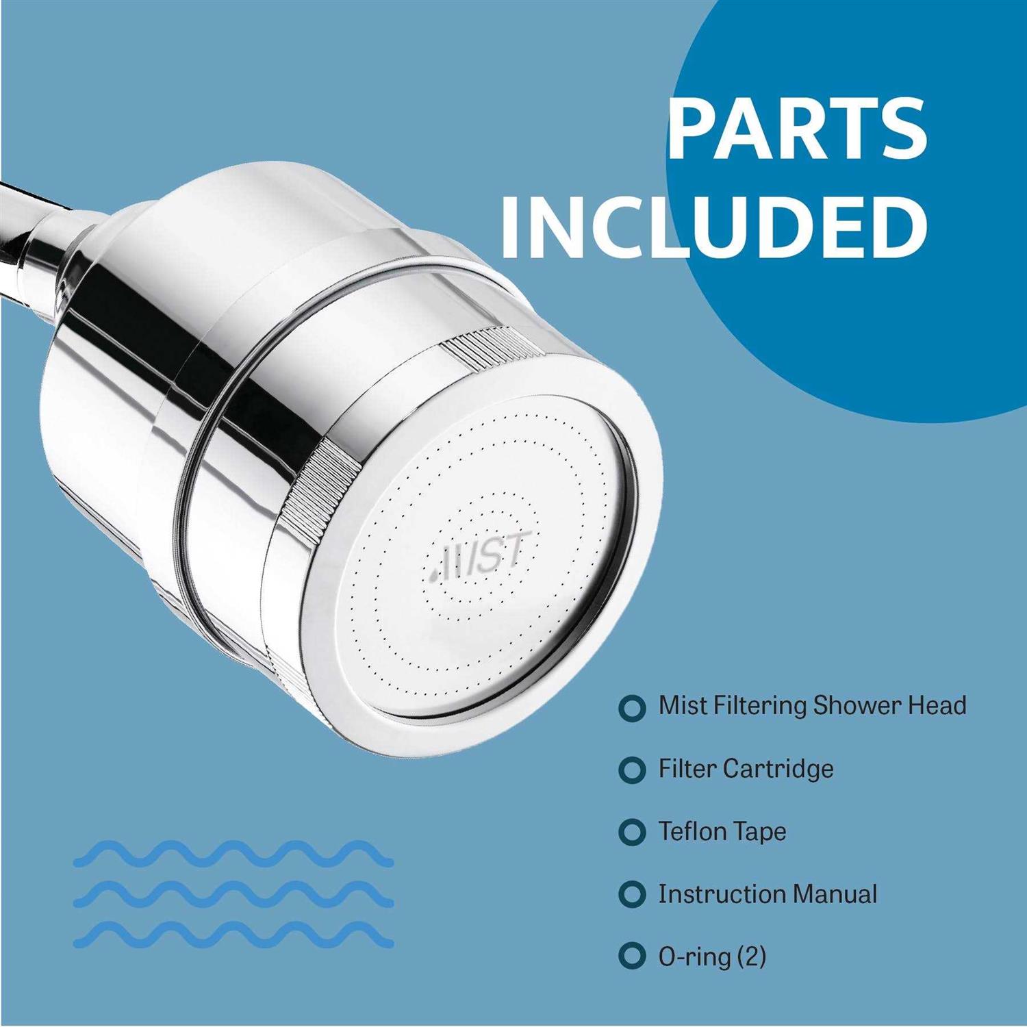 Alternative view of Mist Compact Chrome Filtering Shower Head 15 Stage Filtration Removes Chlorine & Bad Odor