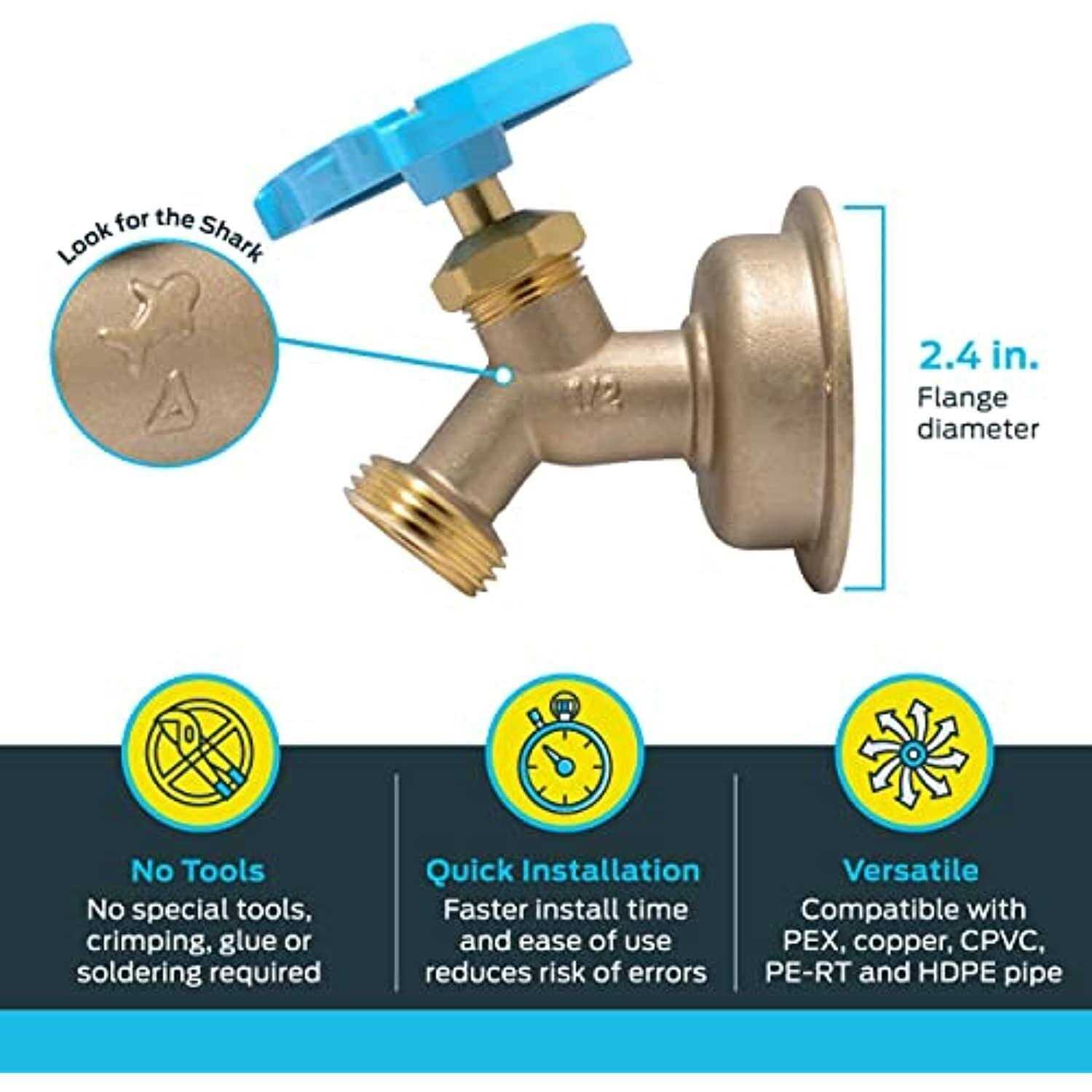 Alternative view of Sharkbite 1/2 in. PTC x 3/4 in. MHT Brass Hose Bibb 24632LF