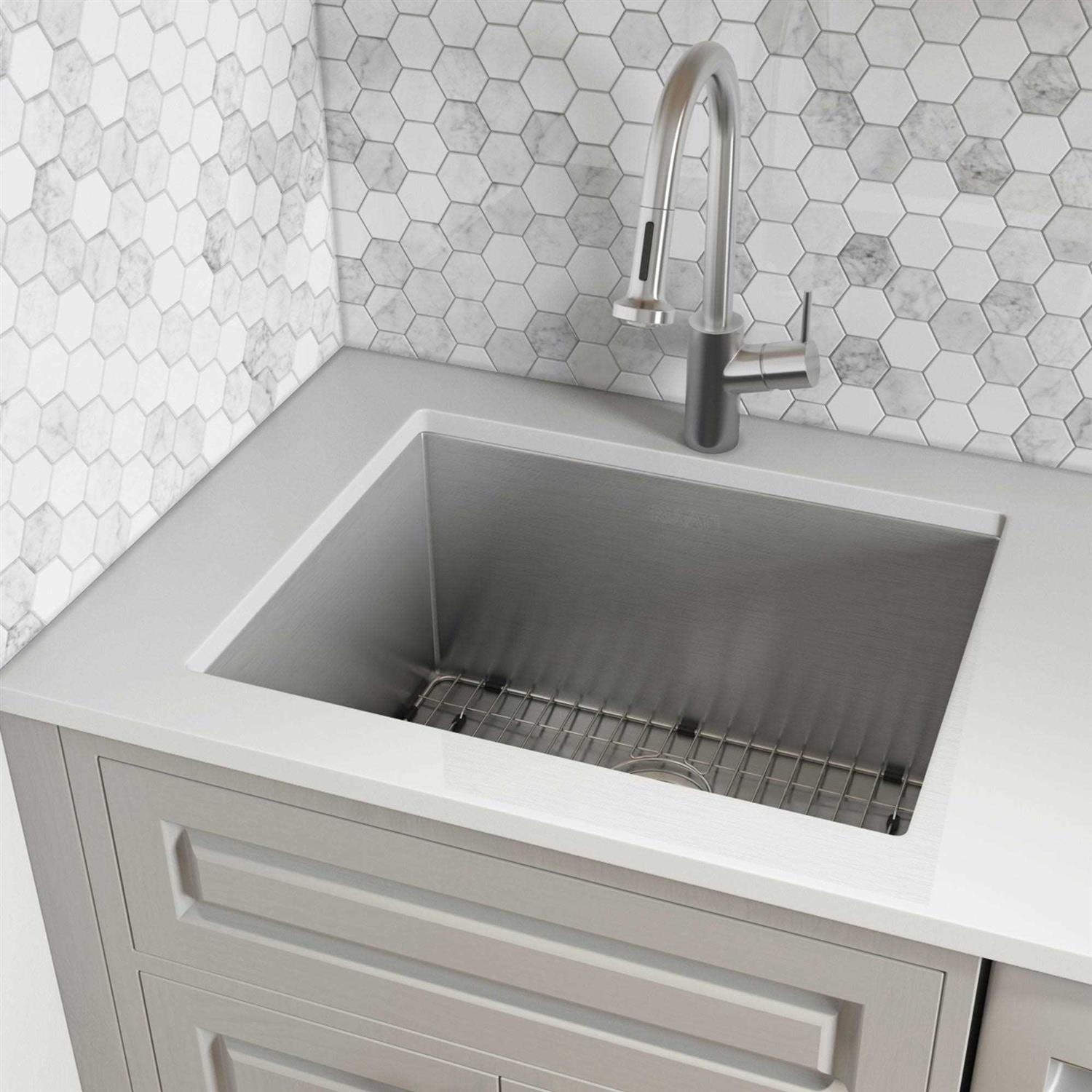 Ruvati 23 x 18 x 12 Deep Laundry Utility Sink Tight Radius Undermount 16 Gauge Stainless Steel RVU6125