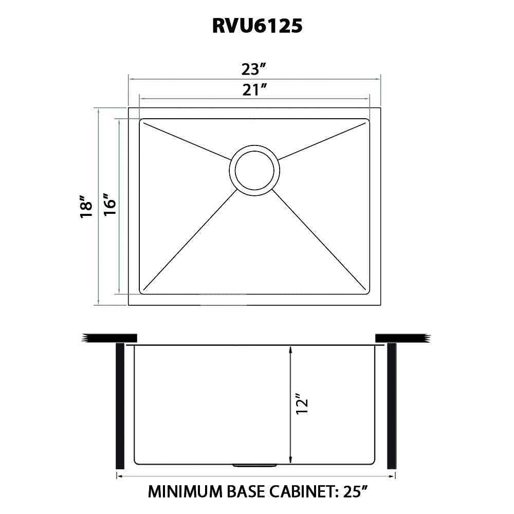 Alternative view of Ruvati 23 x 18 x 12 Deep Laundry Utility Sink Tight Radius Undermount 16 Gauge Stainless Steel RVU6125