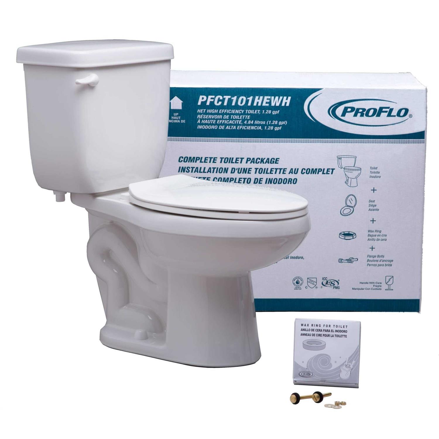 PROFLO Pfct101he Jerritt 1.28 GPF Two Piece Elongated Toilet PFCT101HEWH