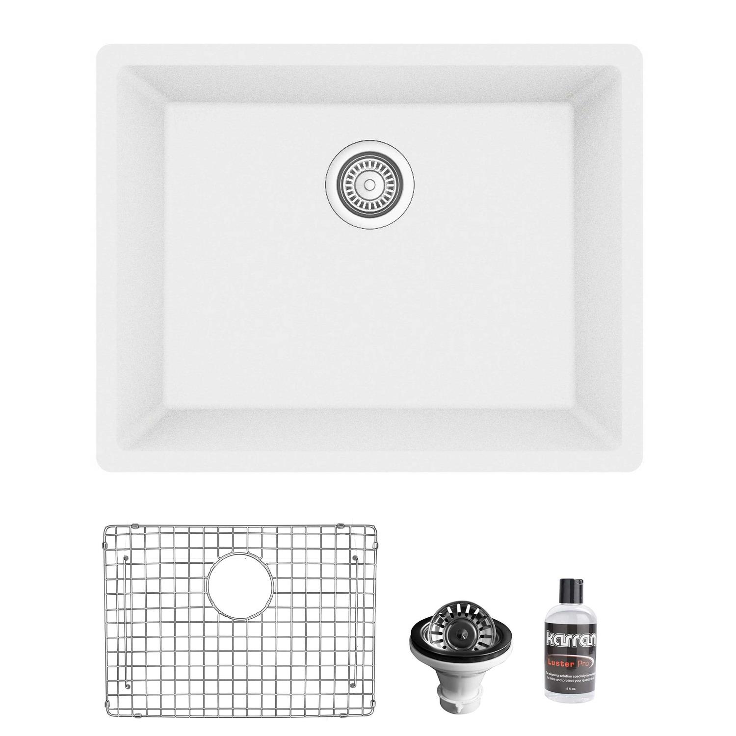 Karran QU 820 Quartz 24.38 in Single Bowl Undermount Kitchen Sink QU-820