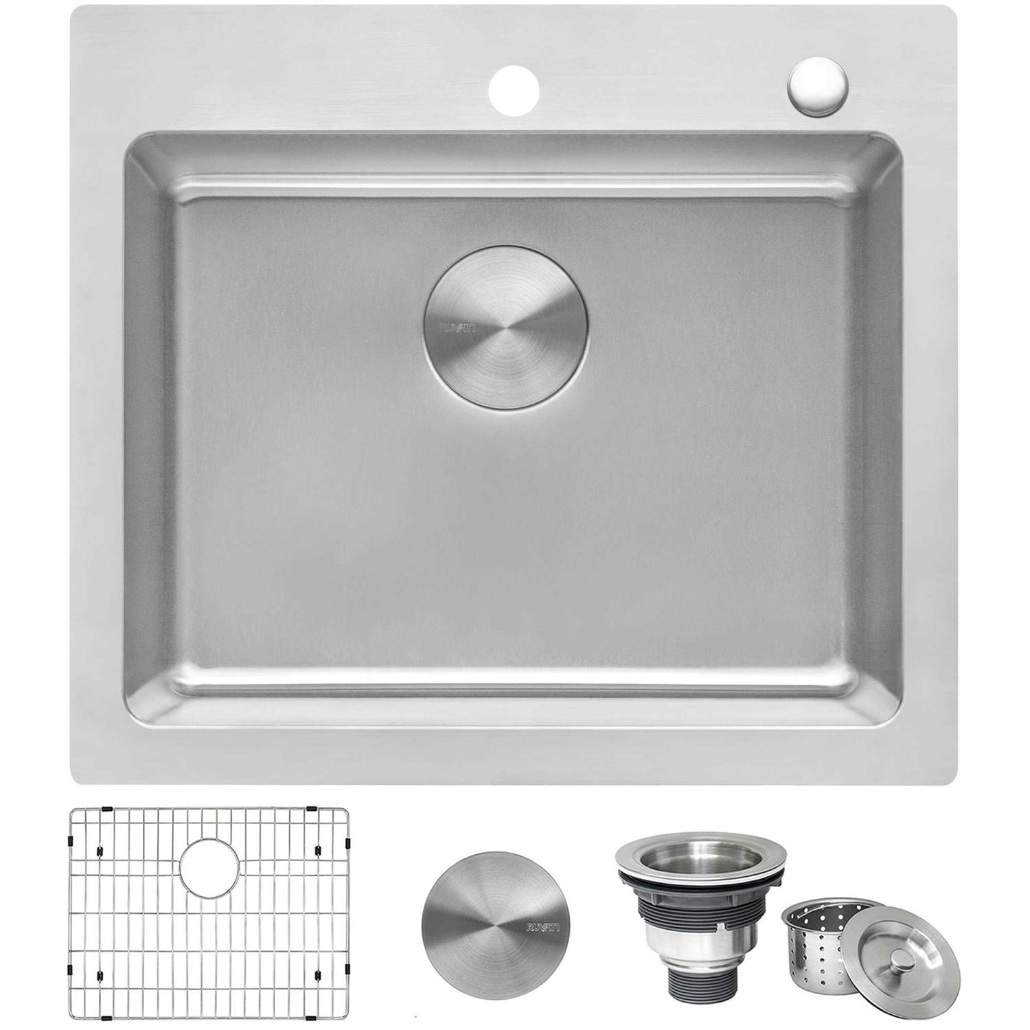 Ruvati 23 x 20 inch Drop-in Topmount Kitchen Sink 16 Gauge Stainless Steel Single Bowl RVM5923