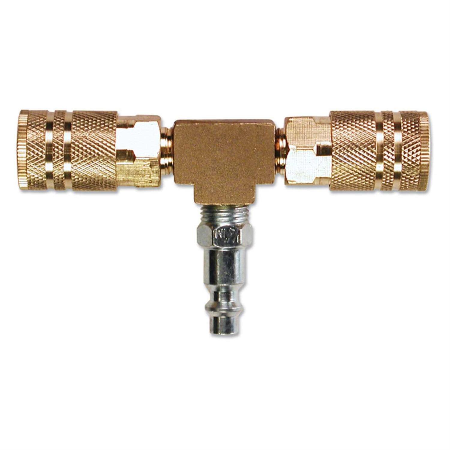 Primefit 2-Way T-Style Air Manifold with 1/4 In. 6-Ball Brass Couplers M1404-4