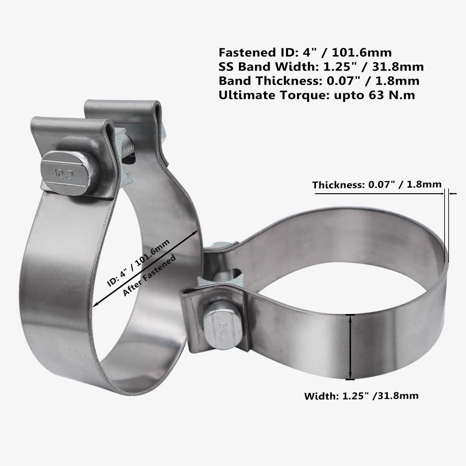 Alternative view of Roadformer Exhaust Clamp Narrow Band Stainless Steel