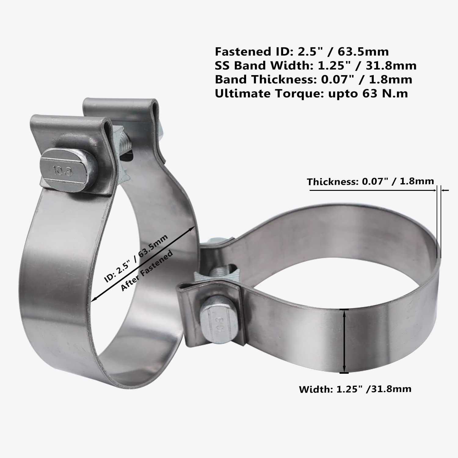 Alternative view of Roadformer Exhaust Clamp Narrow Band Stainless Steel
