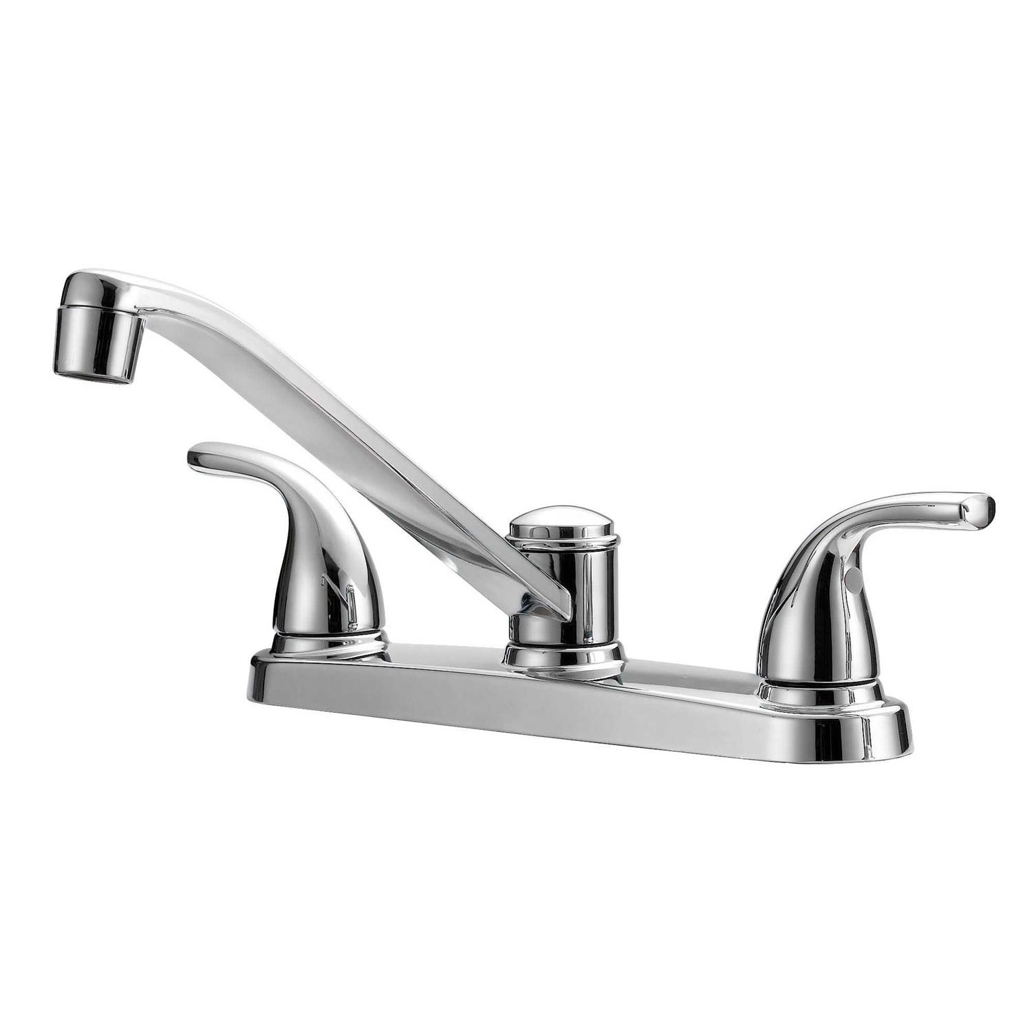 Project Source Dover Chrome 2-Handle Deck-Mount Low-arc Handle Kitchen Faucet