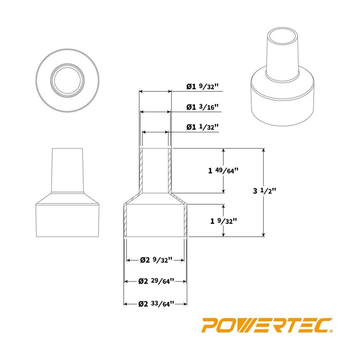 Alternative view of POWERTEC 70140 2-1/2” to 1-1/4” Hose Reducer