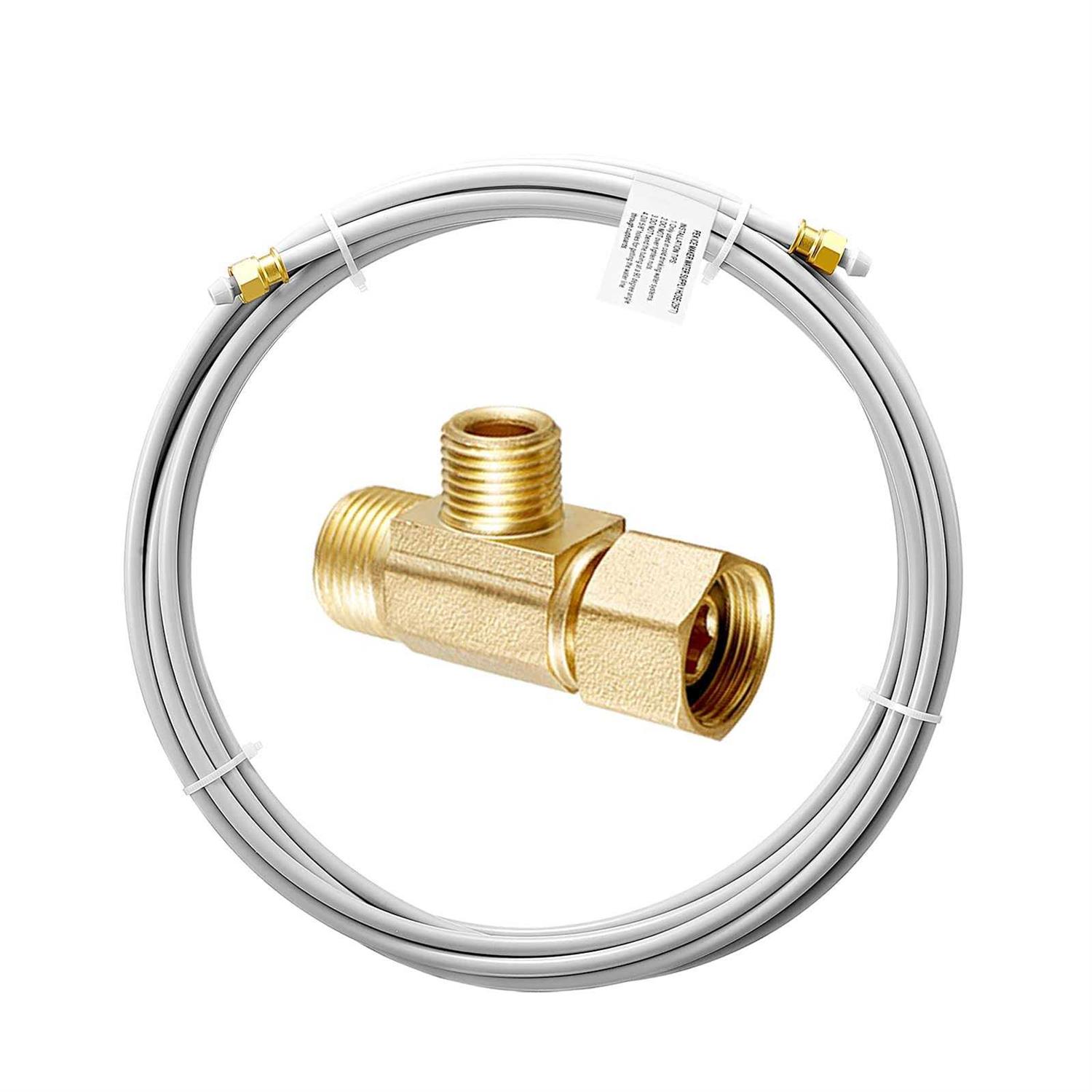 PEX Refrigerator Water Line Kit 25FT Ice Maker Tubing with Add-A-Tee Adapter,Flexible Hose with 1/4 Compression Fittings for Potable Drinking