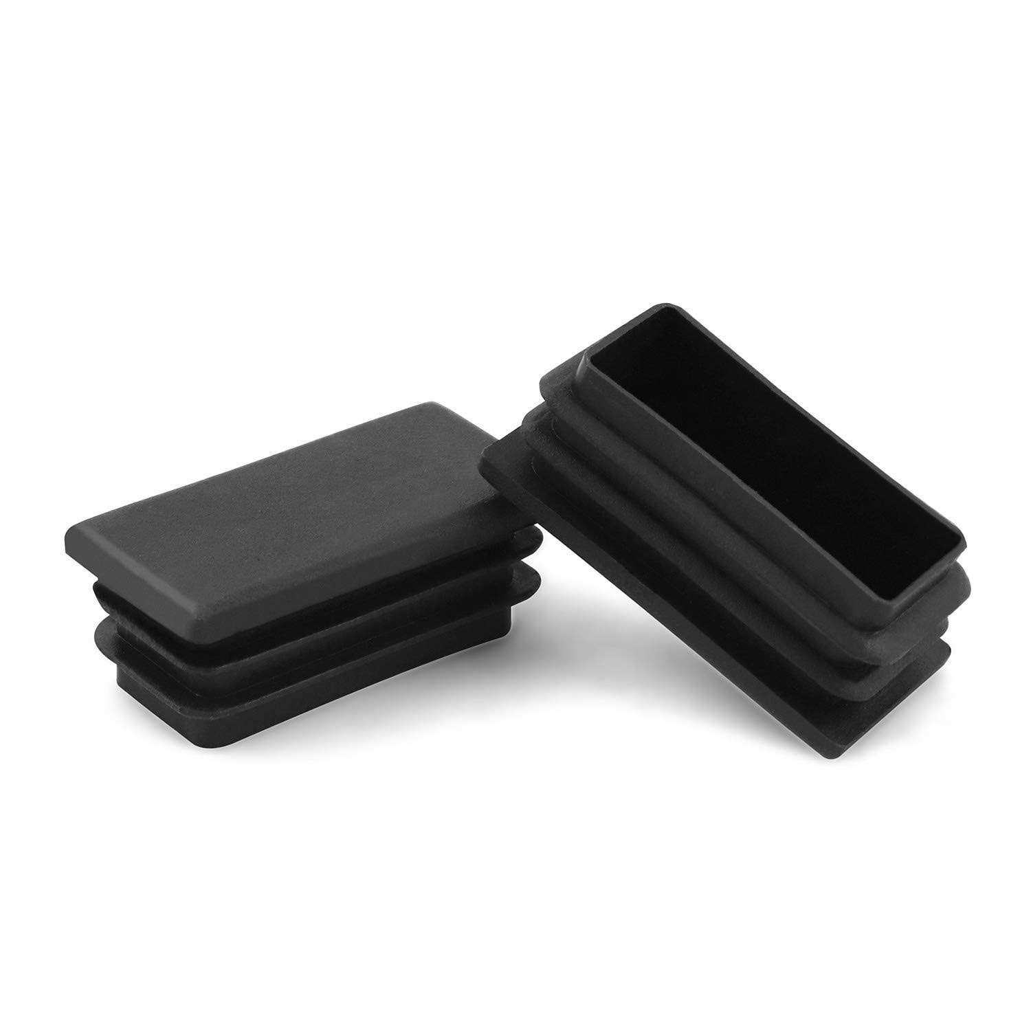 QWORK 10 PCS 1 X 2 Rectangle Black Plastic Plug End Cap for Pipe Tubing