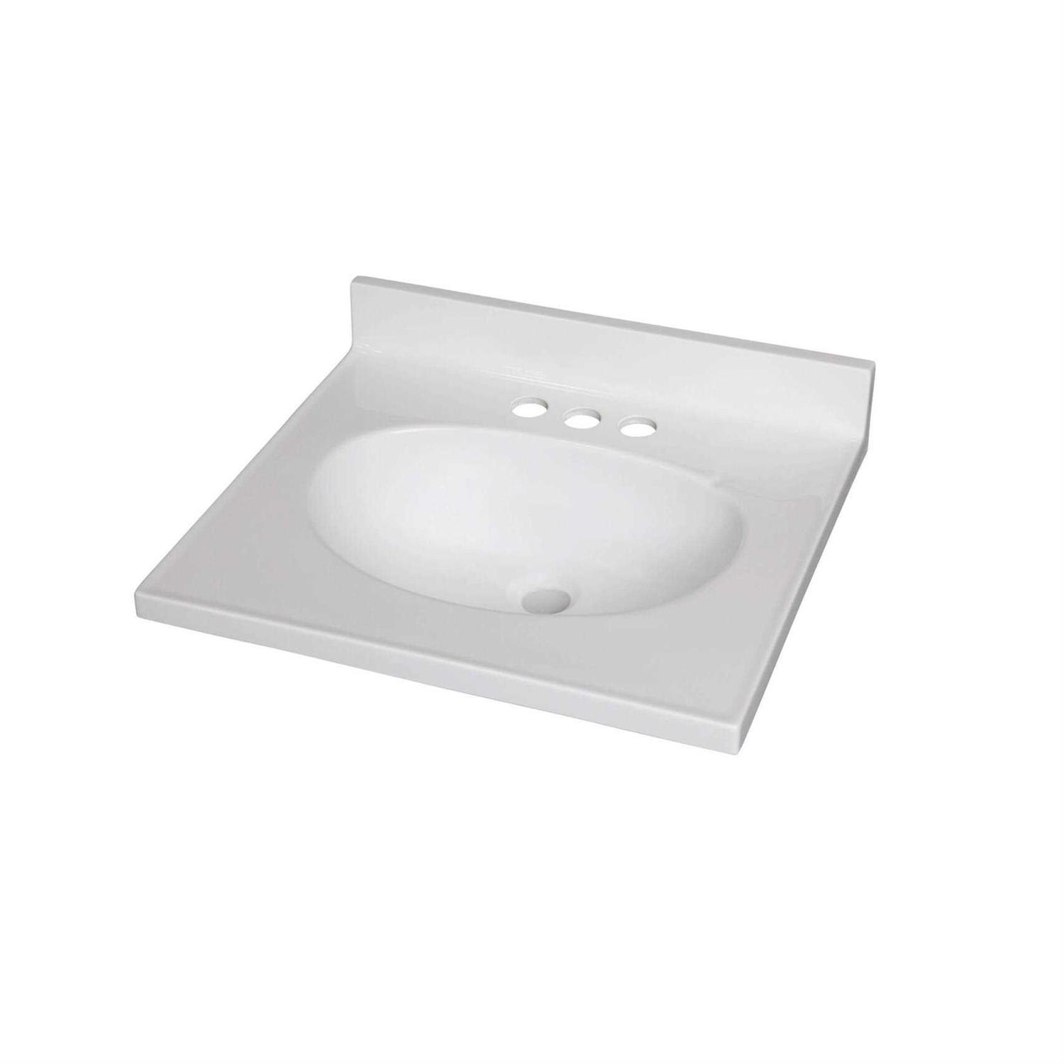 Alternative view of Fine Fixtures MT2519W Cultured Marble Sink Top 25 Inch x 19 Inch