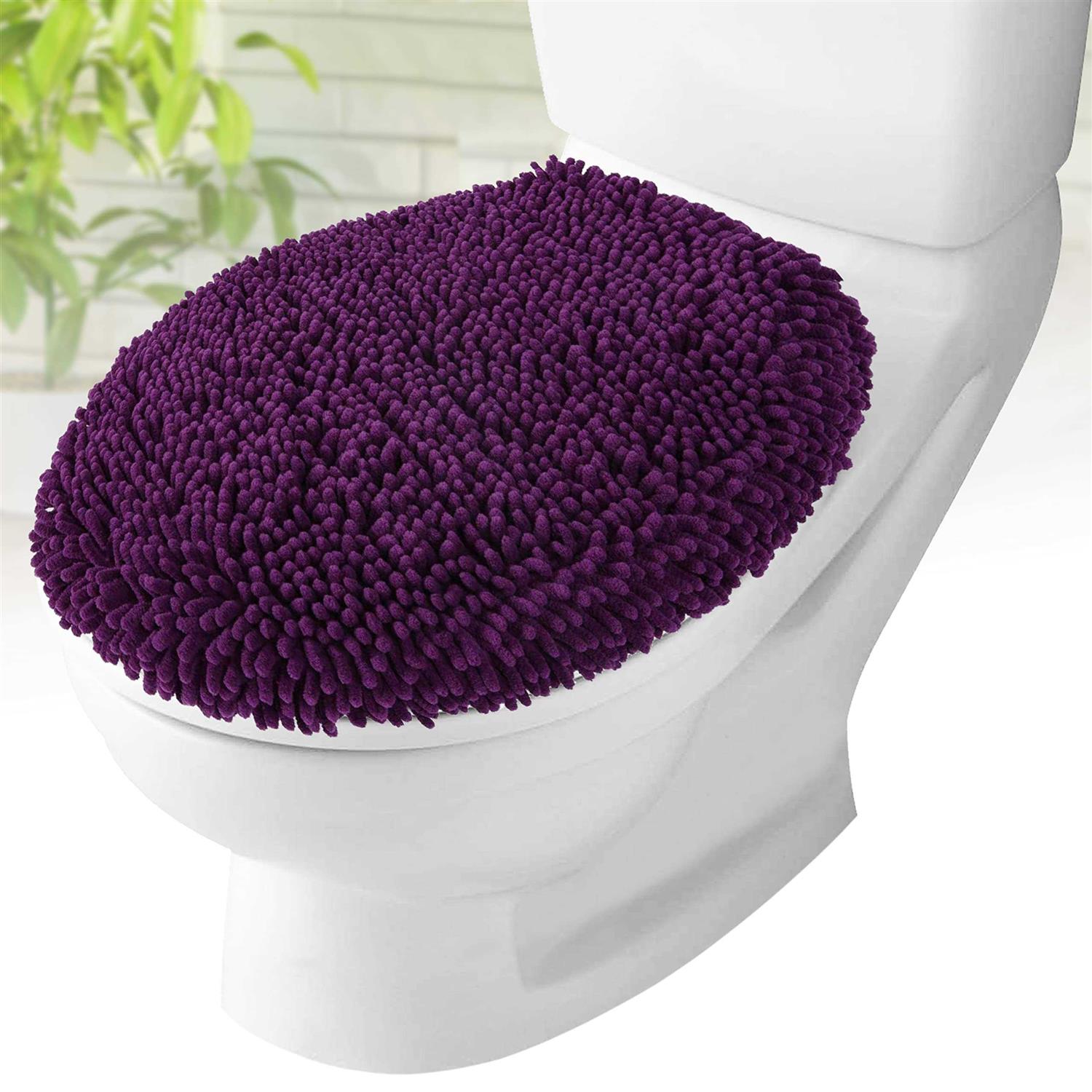 MAYSHINE Plush Shaggy Standard Toilet Seat Lid Cover Fuzzy Chenille Microfiber